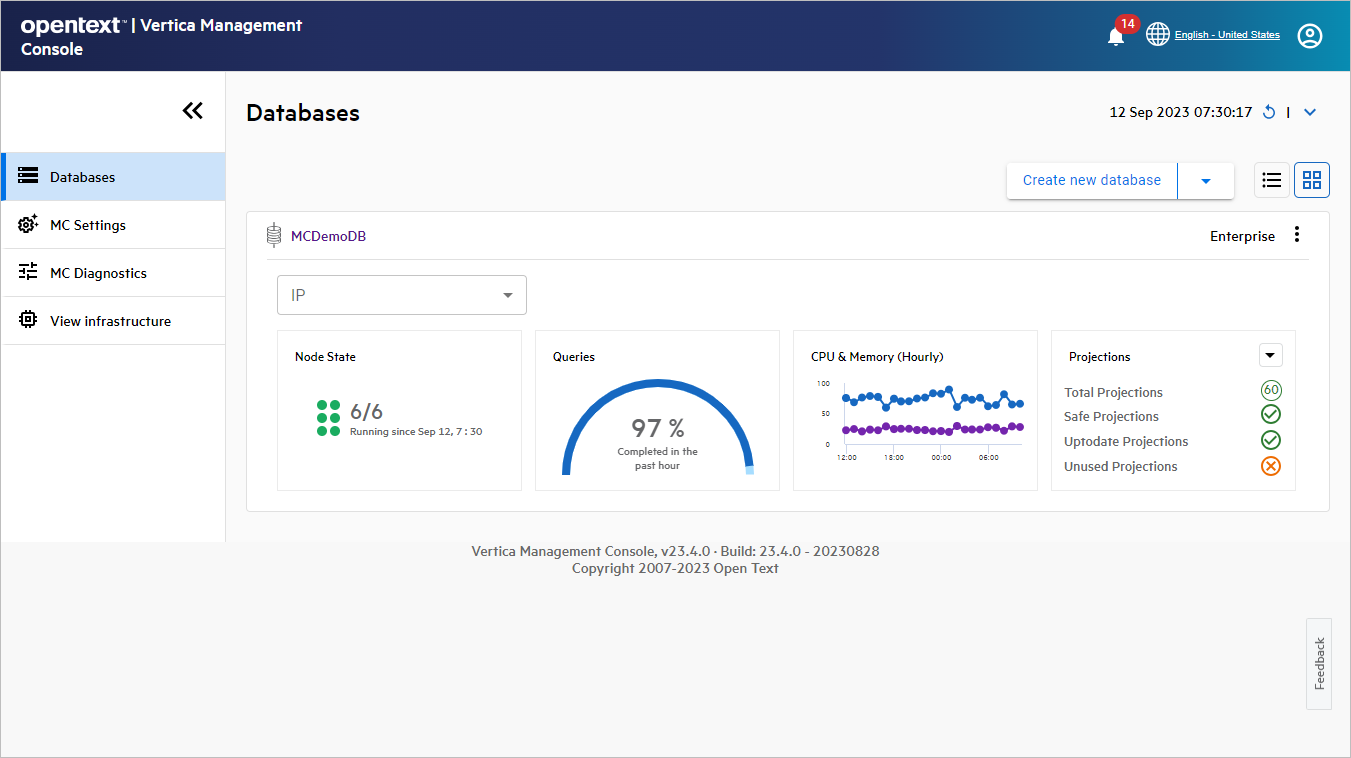 Management Console home page